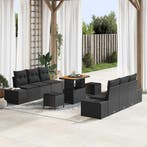 vidaXL Tuinbank Set met kussen met opslag 9 pcs Zwart Poly, Verzenden, Nieuw