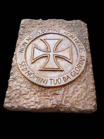 sculptuur, Stemma Cavalieri Templari - 25 cm - Gegoten steen