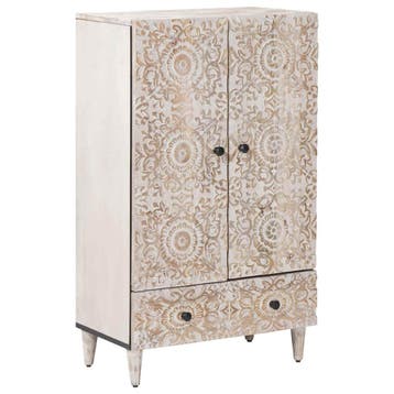 vidaXL Hoge Kast met lade Wit 60 x 33,5 x 100 cm Massief, Verzenden