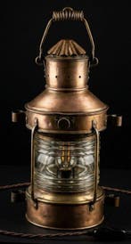 Anchor lamp, Navigation lamp - Koper, Messing, Glas, Antiek en Kunst