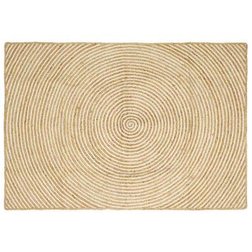 vidaXL Gebied Tapijt Wit 140 x 200 cm Jute, Maison & Meubles, Ameublement | Tapis & Moquettes, Verzenden