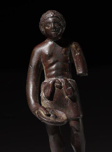 Etruskisch Brons Bronzen figuur van een haruspex - 13.5 cm, Collections