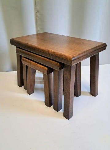 Set bijzettafels - Eiken hout - Drie bijzettafeltjes