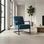 Set van 2 Leren fauteuils Lodge - Toledo Turquoise (blauw), Nieuw, Ophalen of Verzenden, 50 tot 75 cm, Leer