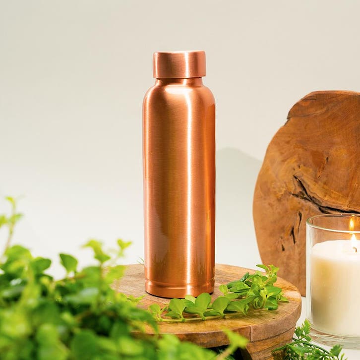 Puur Koperen Waterfles Glad - 1 liter, Sports & Fitness, Produits de santé, Wellness & Bien-être, Enlèvement ou Envoi