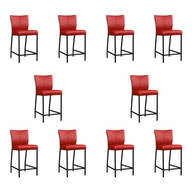 Set van 10 Leren barkrukken Revolt laag - Toledo Red (rood), Maison & Meubles, Tabourets de bar, Enlèvement ou Envoi