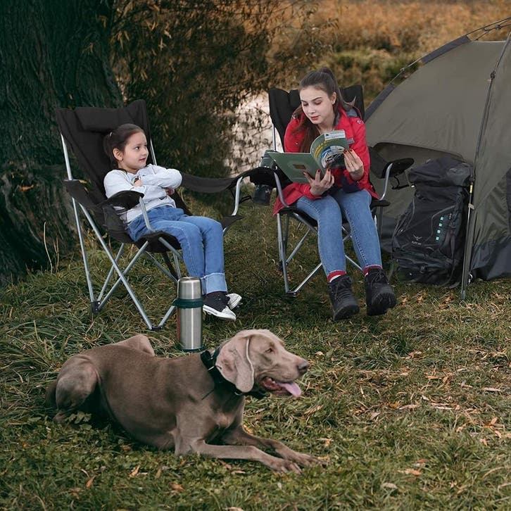Inklapbare campingstoel met armleuningen hoofdsteun en, Caravans en Kamperen, Kampeeraccessoires, Verzenden