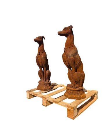 Beeld, XL Cast-iron Greyhounds - 78,5 cm - IJzer