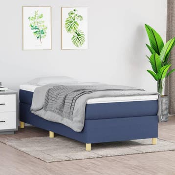 vidaXL Boxspring bed 90x200 cm stof blauw, Huis en Inrichting, Verzenden, Nieuw