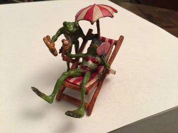 sculptuur, A la plage - 7 cm - Koud geverfd brons