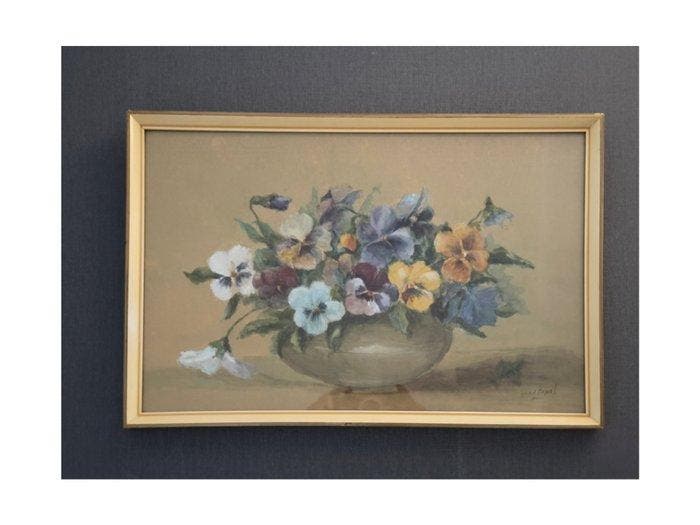 Cis van Bijleveld - Bloemen Stilleven Met Viooltjes, Antiquités & Art, Antiquités | Meubles | Chaises & Canapés