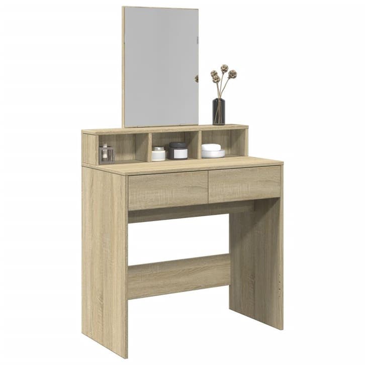 vidaXL Kaptafel met spiegel 80x41x144,5 cm sonoma, Huis en Inrichting, Tafels | Kaptafels, Nieuw, Verzenden