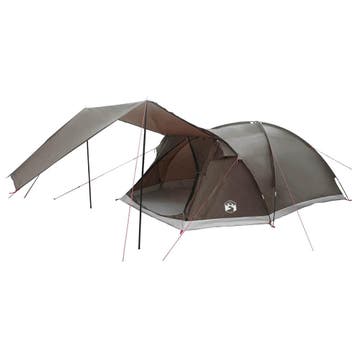 vidaXL Huisje Tent met dak Bruin grijs 8-persoons Polyester, Caravanes & Camping, Tentes, Verzenden