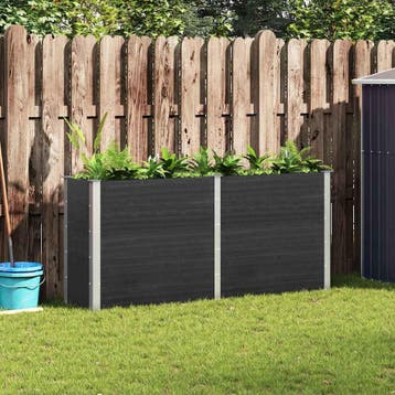vidaXL Plantenbak verhoogd 200x50x91 cm HKC grijs, Verzenden, Nieuw