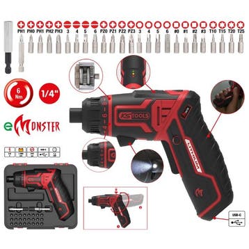 KS Tools eMONSTER 1/4 Accu-Schroevendraaier 27-delig, Verzenden, Nieuw