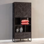 Vakkenkast Mangohout Kjeld 90 Zwart, Verzenden, Nieuw, Overige houtsoorten, Industriële meubels