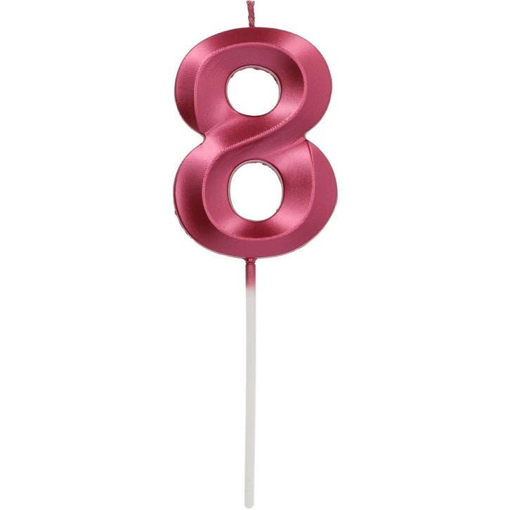 Roze Kaars 8 Jaar 5cm, Hobby en Vrije tijd, Feestartikelen, Nieuw, Verzenden