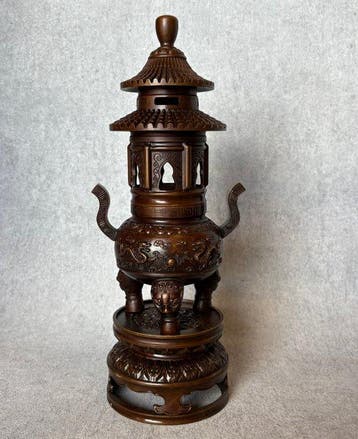 Beeld, Pagode - 32.5 cm - Brons, Antiek en Kunst