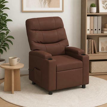 vidaXL Massage-relaxfauteuil Bruin 75 x 93 x 102 cm Stof, Verzenden, Nieuw