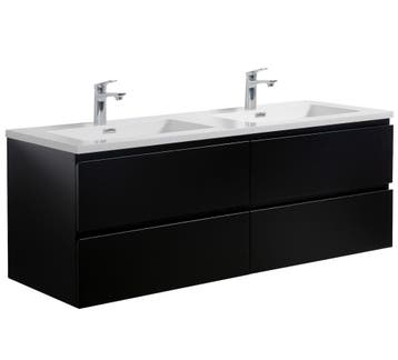 Badkamermeubel Set Angela 140cm Mat Zwart Badmeubel, Huis en Inrichting, Badkamer | Badkamermeubels, Verzenden, Nieuw