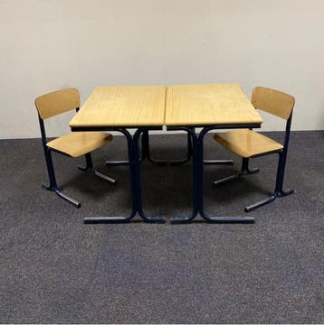 complete schoolset Galvanitas 12 stuks tafels + stoelen, Huis en Inrichting, Gebruikt, Hout, Vijf, Zes of meer stoelen