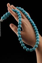 Zilver, Elegante turkoois kralenketting - Blauwe edelsteen,