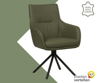 Leren draaibare eetkamerstoel Fancy - Toledo Olive, Nieuw, Leer, Ophalen of Verzenden, 90 cm of meer