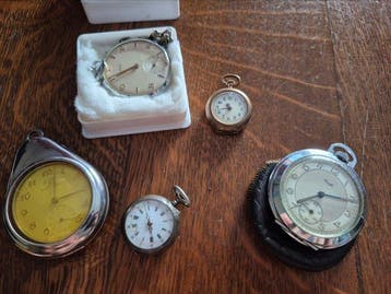 Switzerland & Germany – 5 Vintage Pocket Watches – Tempos, Antiek en Kunst, Antiek | Klokken