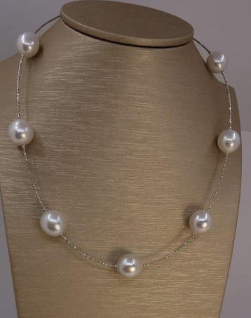 Collier - 18 carats Or blanc, Perles blanches des Mers du