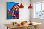 Adri Q 120x90 - Veleros bajo el Sol Carmesí, Antiek en Kunst