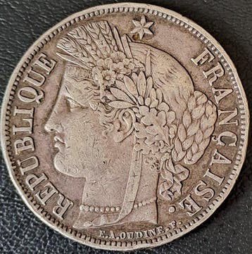 Frankrijk. 5 Francs 1870-A Cérès (Zonder minimumprijs), Postzegels en Munten