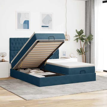 vidaXL Bed poef met matrassen en leds 200x200 cm fluweel, Verzenden, Nieuw