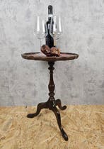 Bijzettafel - Synthetisch leder - Wijntafel, hout, leer