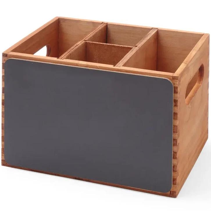 Bestekbak | Hout | 4 Vakken | Met 2-zijdig Krijtbord |, Articles professionnels, Horeca | Équipement de cuisine, Envoi