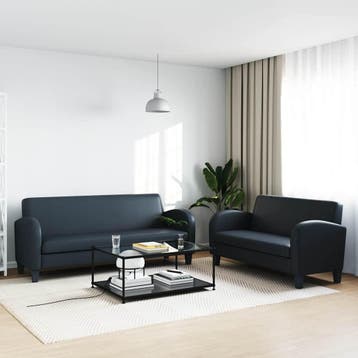 vidaXL bank / zetelstel kunstleer zwart 2-delig, Verzenden, Nieuw