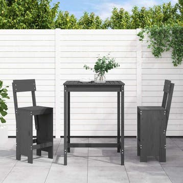 vidaXL 3-delige Tuinbarset massief grenenhout grijs, Tuin en Terras, Verzenden, Nieuw