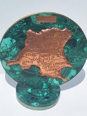 Congo - Carte cuivre malachite; Anders - Congo - 1921-1950, Antiquités & Art
