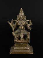 sculptuur, Durga - Karnataka - 17/18th c. - 10 cm - Brons, Antiek en Kunst
