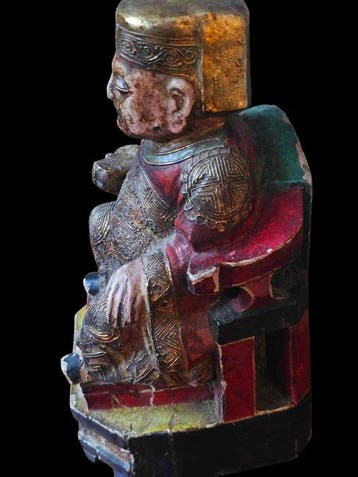 Antiga Estátua Chinesa de Imperador Divinizado / Rei