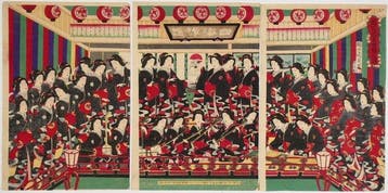 Ysh Chikanobu (1838–1912) – dansvoorstelling in het