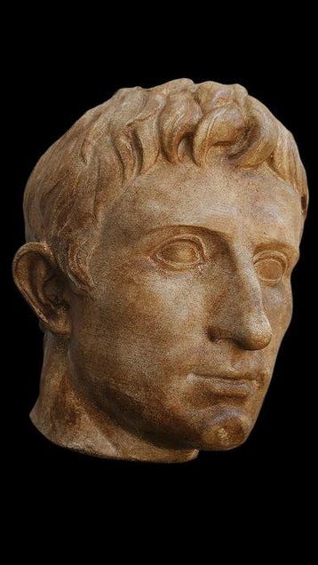 Figuur - Testa Augusto - 40 cm - marmerpoeder