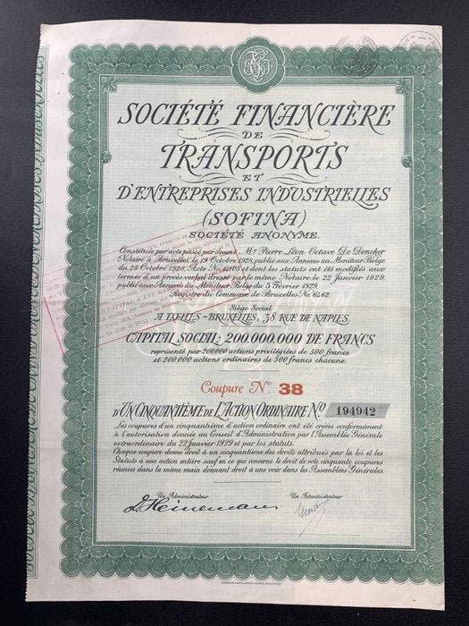 België. 3 Share Documents from 1929 issued by the Belgian, Antiquités & Art, Antiquités | Jouets