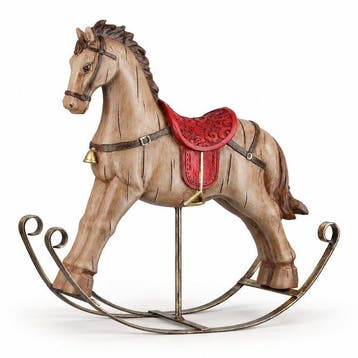 Sculpture, Kerstdecoratie – klassiek schommelpaard met rood