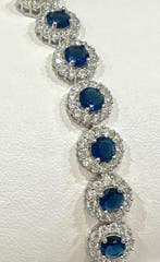 Zonder minimumprijs - Armband Zilver - 2.20ct. tw. Saffier, Nieuw