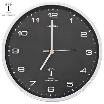 vidaXL Wandklok met quartz uurwerk radiogestuurd 31 cm zwart, Verzenden, Nieuw