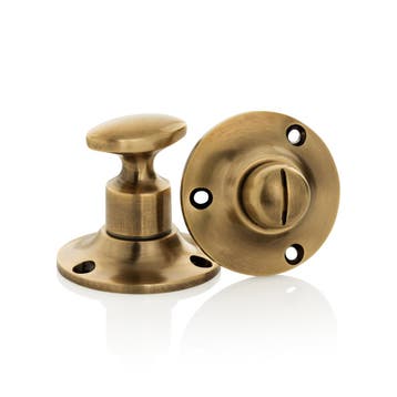 WC slot draaiknop rond antiek messing, Ophalen of Verzenden, Nieuw, Koper of Messing, Slot