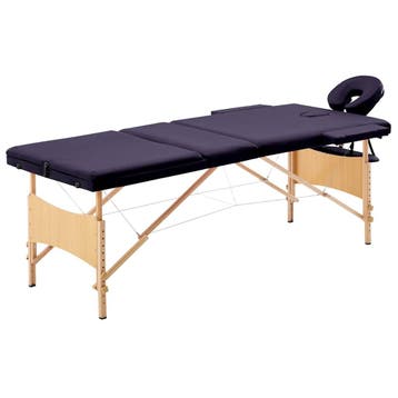 vidaXL Massagetafel inklapbaar 3 zones hout paars, Verzenden