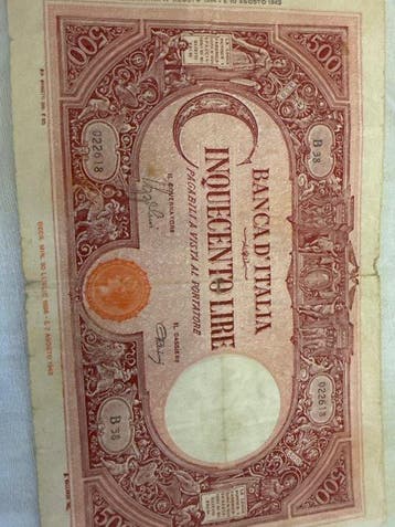 Italië. - 500 Lire 1944 - Gigante BI 34C (Zonder