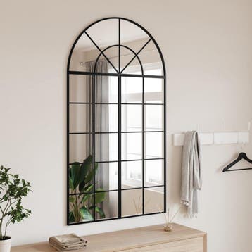 vidaXL Wandspiegel boog 80x140 cm ijzer zwart, Verzenden