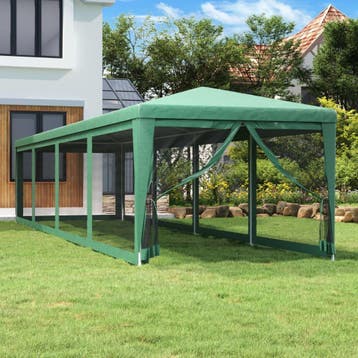 vidaXL Partytent met 10 mesh zijwanden 3x12 m HDPE groen, Tuin en Terras, Partytenten, Verzenden, Nieuw